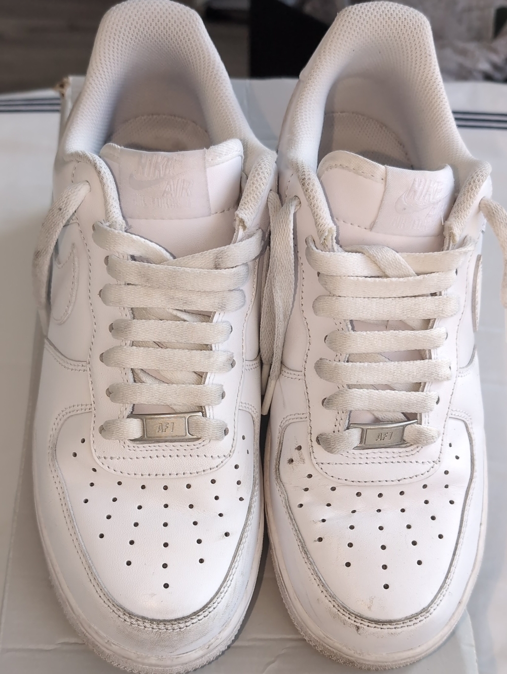 Nike Air Force 1 '07 white leather sneakers in Men's Size 8